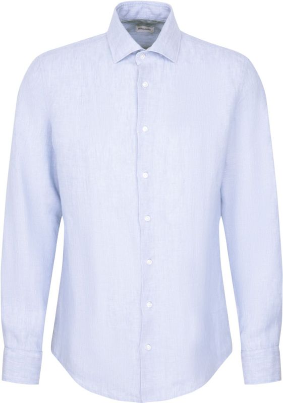 Overhemden - Blauw - 100% Linnen - Slim Fit - Kentkraag - Lange Mouwen