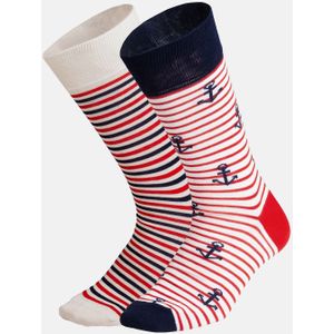 DillySocks Sokken 'French Riviera'  nachtblauw / rood / wit
