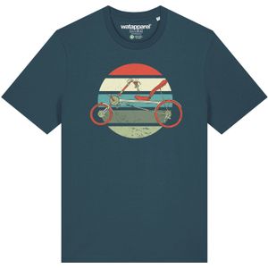 Watapparel Shirt 'Recumbent Bike'  pasteelgeel / petrol / smaragd / kiwi