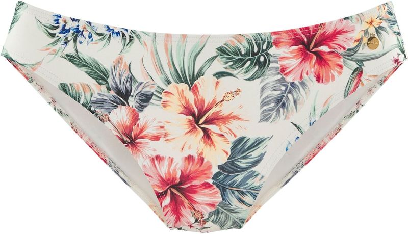Look - Gebloemd Bikinibroekje - Crème - Recycling-Polyamide