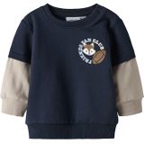 NAME IT Sweatshirt 'NBMSUMO'  donkerbeige / navy / pastelblauw / wit