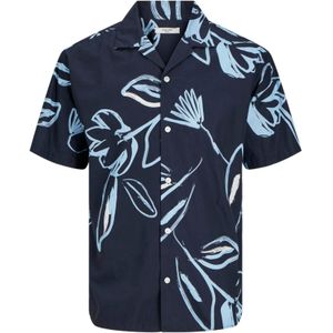 JACK & JONES Overhemd 'Palma Resort'  marine / lichtblauw / wit