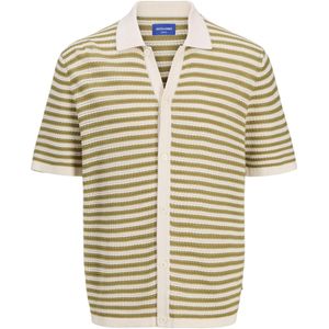 JACK & JONES Gebreid vest 'JORAlmeria'  crème / olijfgroen