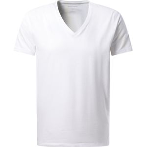 T-shirt - Wit - Jersey - V-hals - Korte Mouwen