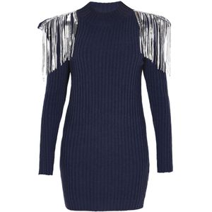 faina Gebreide jurk  marine / zilver