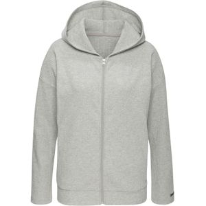 Lichtgrijs Sweatvest - Capuchon - Logo-opschrift - Steekzakken - Ribstof