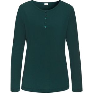 s.Oliver RED LABEL - Pyjama Top - Donkergroen - Met Korte Knoopsluiting