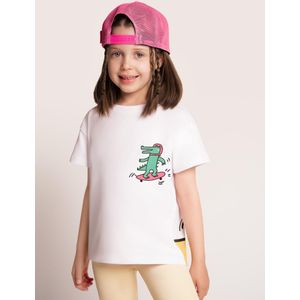 SATURNDAY Shirt 'Krokodil auf Skateboard'  wit