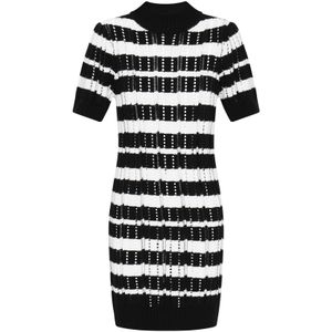 IZIA Gebreide jurk 'Boho'  zwart / wit