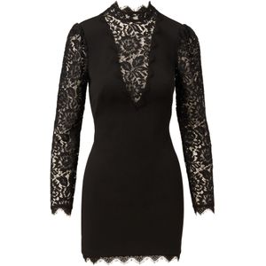 Adrianna Papell Cocktailjurk 'Lace and Crepe Short Dress'  zwart
