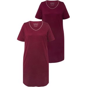 Ulla Popken Nachthemd  wijnrood / wit