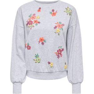 ONLY Sweatshirt 'ONLBrooke'  lichtgrijs / grasgroen / oranje / pitaja roze