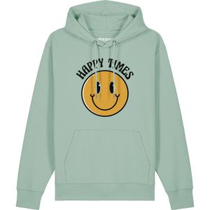 Watapparel Sweatshirt ' Happy times smiley emoji '  geel / mintgroen / zwart / wit