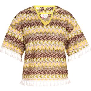 IZIA Shirt  bruin / lichtgeel / lichtroze / wit