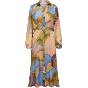 NÜMPH Jurk 'NUKAYA'  beige / aqua / geel