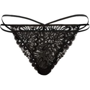 LASCANA - String - Zwart - Bladeren Kant - 1 stuk