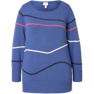 Ulla Popken Trui  navy / saffier / zalm roze / wit