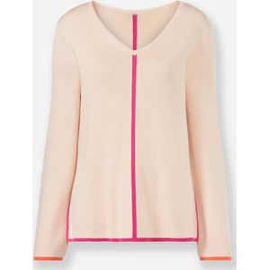 Gebreide Trui - Ivoor/Fuchsia - 55% Katoen 45% Viscose