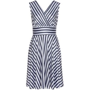 Wikkeljurk - Marine/Wit Gestreept - Casual-Chic - V-Hals - Mouwloos