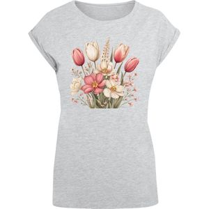 F4NT4STIC Shirt 'Rosa weißer Frühlingsblumenstrauß'  beige / grijs / lichtgroen / rosa