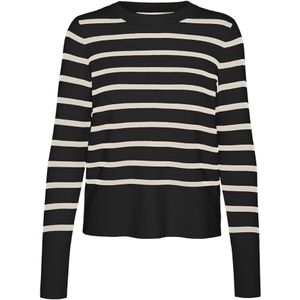 VERO MODA - Trui 'Saba' - Zwart / Wit - Lange Mouw - Normale Pasvorm