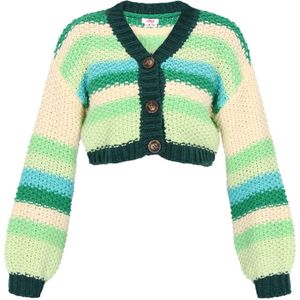 MYMO Gebreid vest 'Young Fashion'  lichtbeige / azuur / groen / lichtgroen
