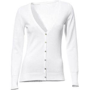 Heine - Gebreid Vest - Wit - V-hals - Lange Mouw - Slanke Pasvorm