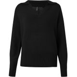 pieces - PCMALOU LS POLO KNIT NOOS - Trui - Zwart - V-hals - Lange Mouwen