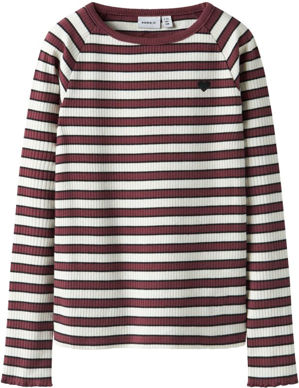 NAME IT Shirt 'NKFTALA'  karmijnrood / zwart / wit