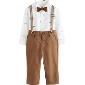 Next Set - Bruin/Wit - 3-delige Set - Lang/maxi - Hemd en Hose
