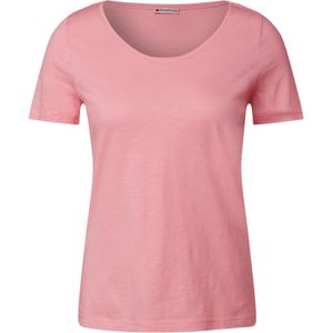 Street One - Gerda - Shirt - Koraal - Jersey, Ronde Hals, Kwartmouw