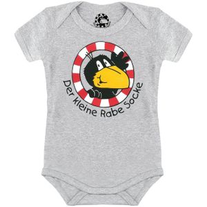 LOGOSHIRT Rompertje/body 'Der kleine Rabe Socke'  geel / grijs gemêleerd / rood / zwart / wit