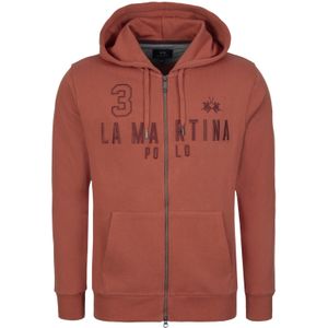 La Martina Sweatvest 'MBF305'  oranje / wijnrood