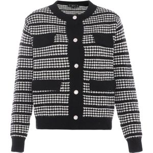 faina Gebreid vest  zwart / wit