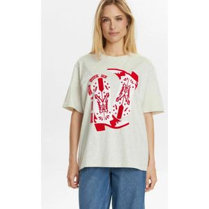 NÜMPH Shirt 'Western'  rood / wit / offwhite