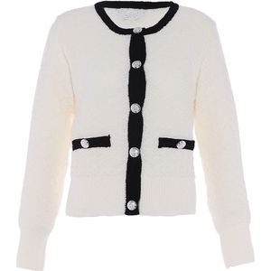 faina Gebreid vest  zwart / wolwit