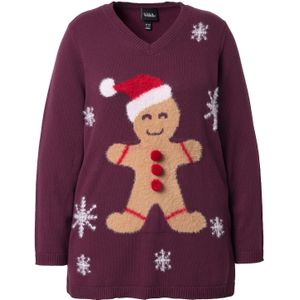 Ulla Popken Trui  beige / wijnrood / donkerrood / wit