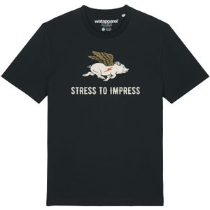 Watapparel Shirt 'Stress To Impress'  goudgeel / oranje / zwart / offwhite