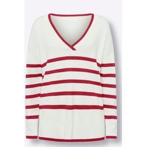 Pullover - Rood/Ecru Gestreept - Viscose/Polyamide - Lange Mouwen