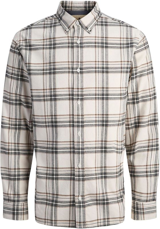 Jack & Jones Premium Overhemd 'JPRBLUBarkley'  chocoladebruin / lichtgrijs / zwart