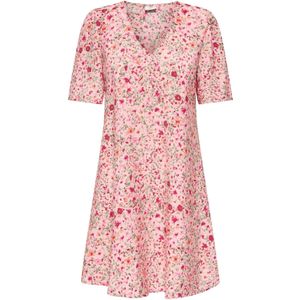 JDY - Korte Jurk - V-Hals - Regular Fit - 2/4 Mouwen - Volumineuze Mouwen
