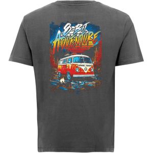 Oldskull Shirt 'Retro Roadtrip Logo Graphic'  donkergrijs