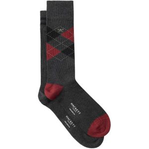 Hackett London Sokken 'Argyle'  donkergrijs / kersrood / zwart / wit
