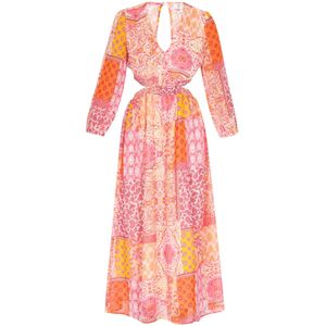 IZIA Jurk 'Boho'  curry / oranje / pink / wit