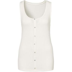 Crème - Tanktop - Zachte Ribkwaliteit - Mouwloos - Ronde Hals