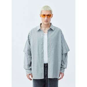 VAMOS CLO Overhemd  grijs / wit