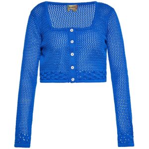 ebeeza Gebreid vest  lichtbeige / kobaltblauw