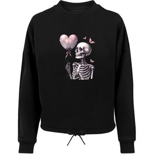 F4NT4STIC Sweatshirt 'Skelett Hält Herzballon'  lichtroze / zwart / wit