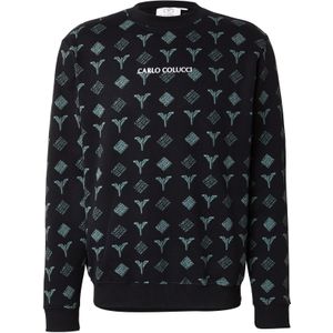 Carlo Colucci Sweatshirt 'Faistnauer'  smoky blue / zwart
