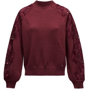 Salsa Jeans - 21010460 - Gebreide Trui - Bordeauxrood - Lange Mouwen van Kant